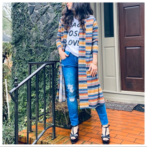 ✨LAST ONE✨multi color striped open knit cardigan - Picture 5 of 5